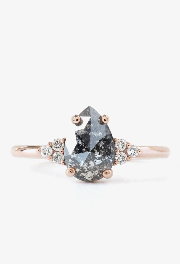 Inel de logodnă Ombre Dorée Salt & Pepper cu diamant natural 0.90 ct, aur 14k, MOOGU®