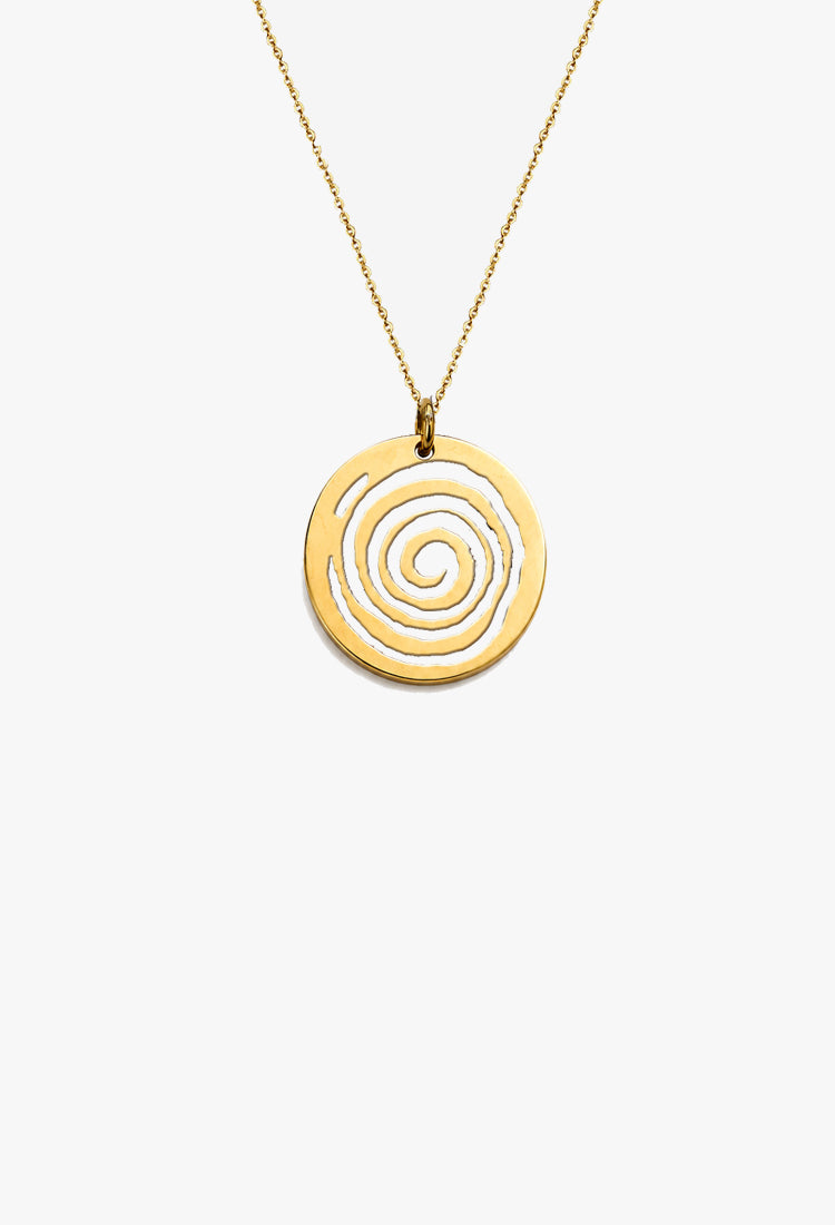 Detaliu pandantiv Joyce Soul aur 14K spirală Brâncuși