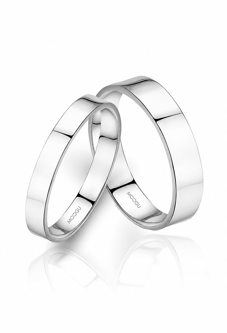 Verighete din aur 14k Simple Form, profil drept, design minimalist, lucrată manual, colecția MOOGU
