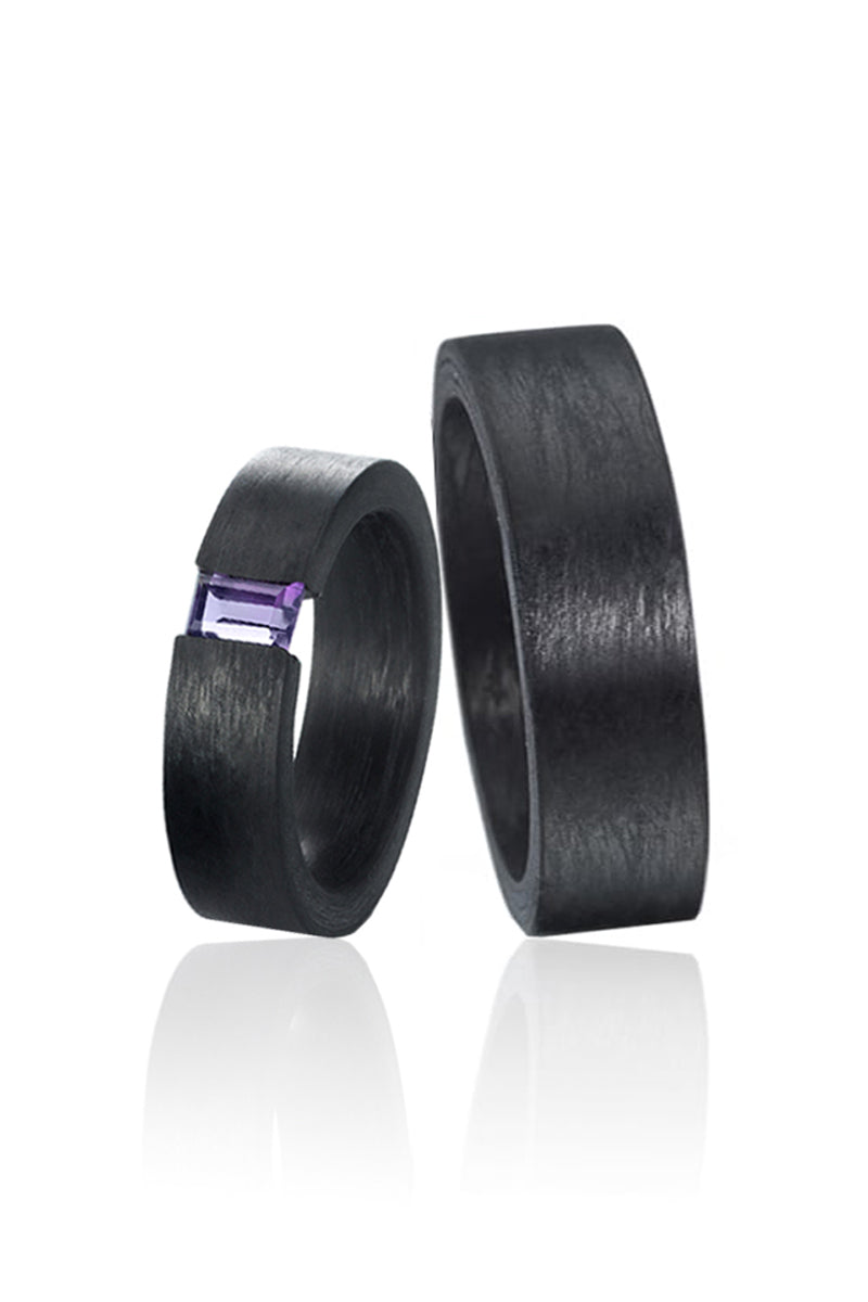 Black Amethyst Love Rings