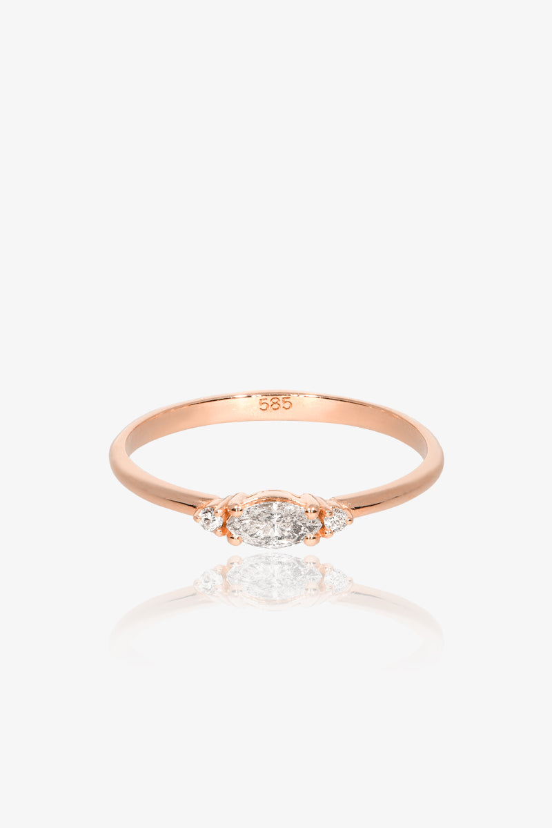 Marquise Salt and Pepper Engagement Ring