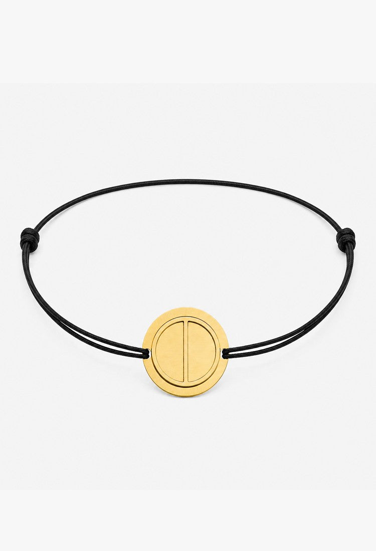 Brățară The Kiss aur 14K cu snur negru de mătase, colecția Brâncuși Nespus MOOGU
