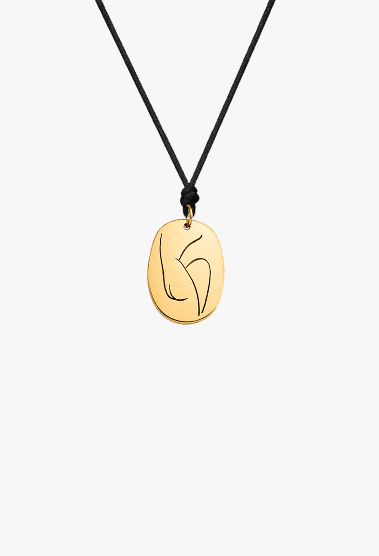 Colier Muse aur 14K cu snur negru de mătase MOOGU
