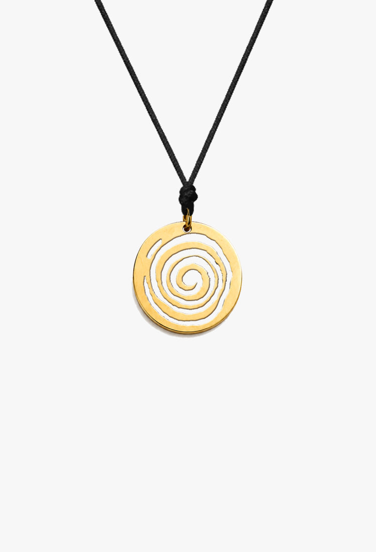 Colier Joyce Soul aur 14K cu snur negru de mătase MOOGU
