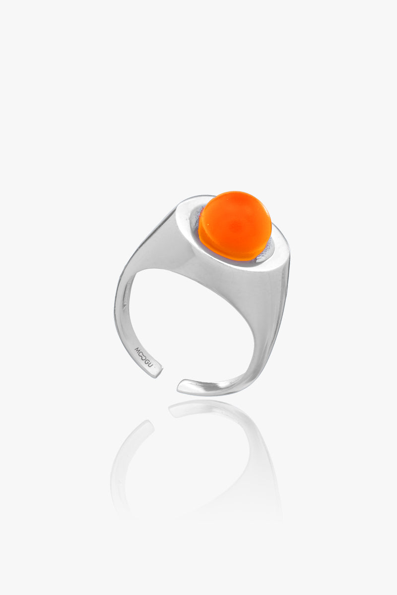 Inel Neon Pearl Signet Orange