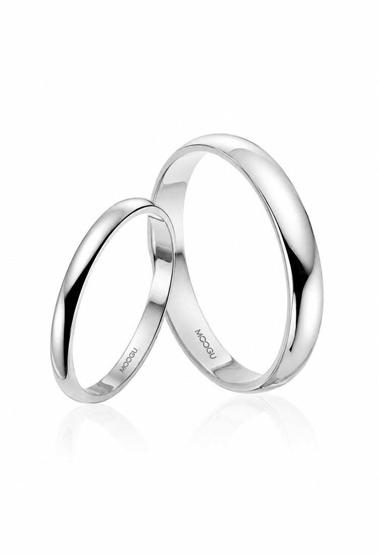 Verighete din aur 14k Simple Round Form, profil semi-curbat, lucrate manual, colecția MOOGU 