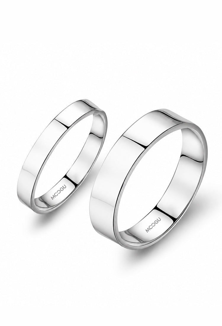 Verighete set din aur 14k Simple Form, profil drept, design minimalist, lucrată manual, colecția MOOGU