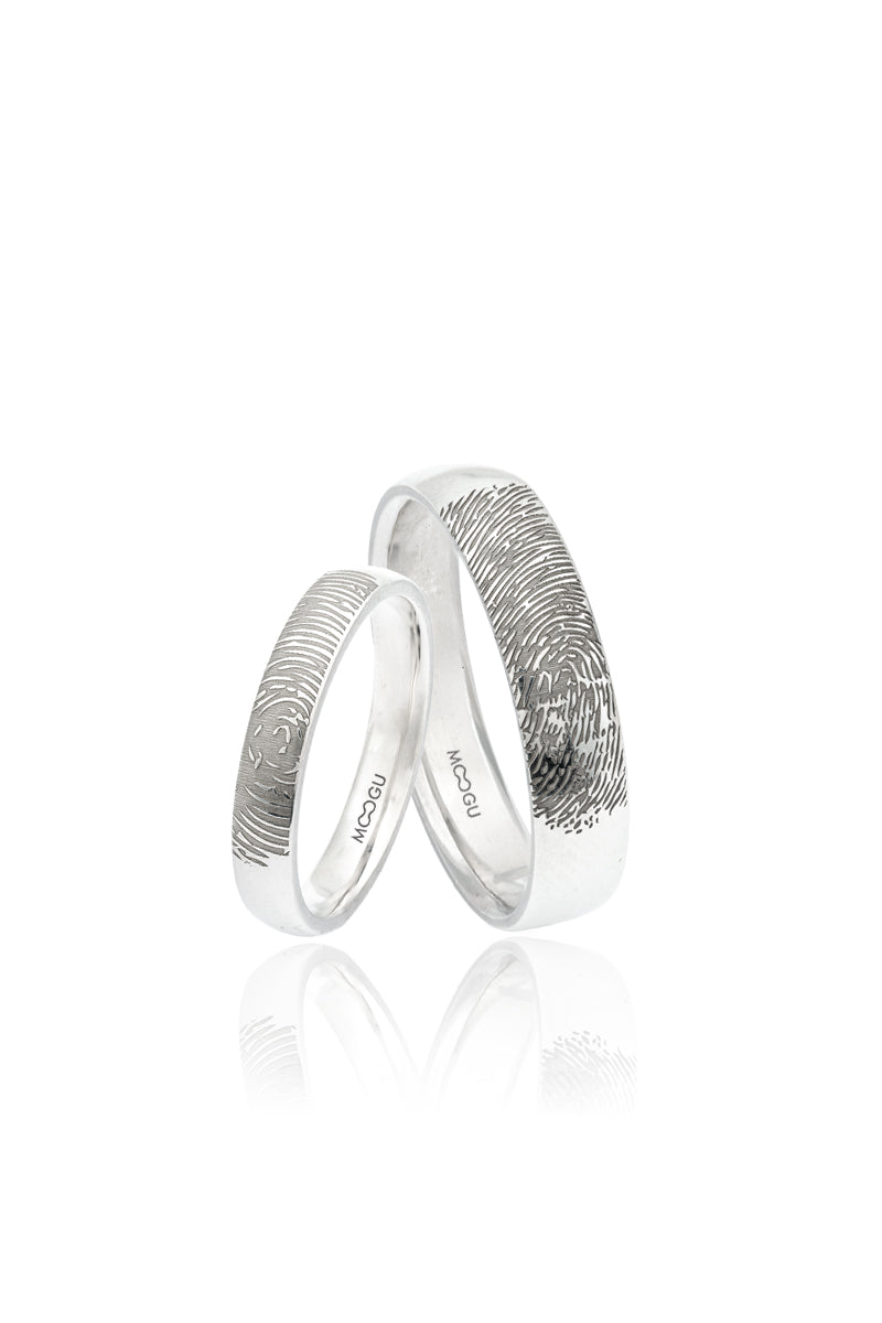 Graven Finger Print Wedding Bands