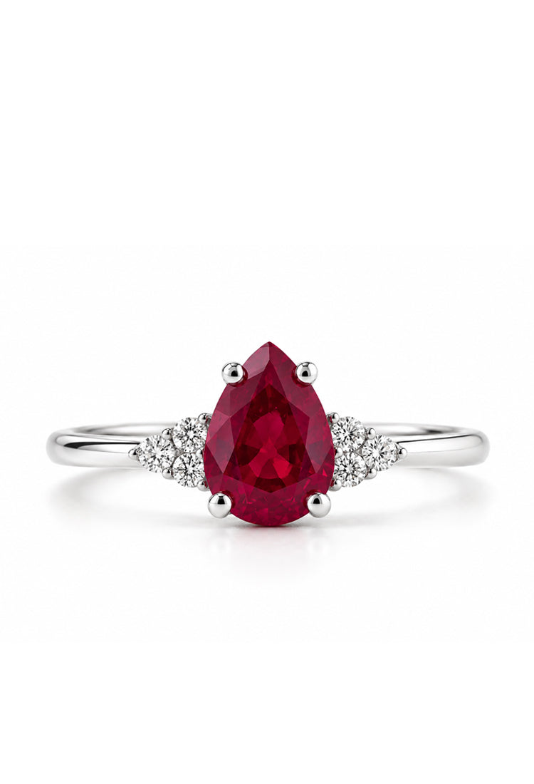 Inel logodnă Ruby Pear