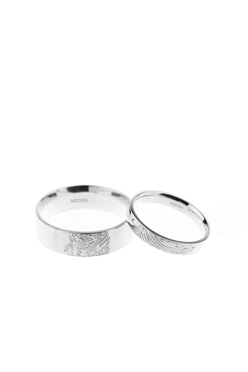 Graven Finger Print Wedding Bands