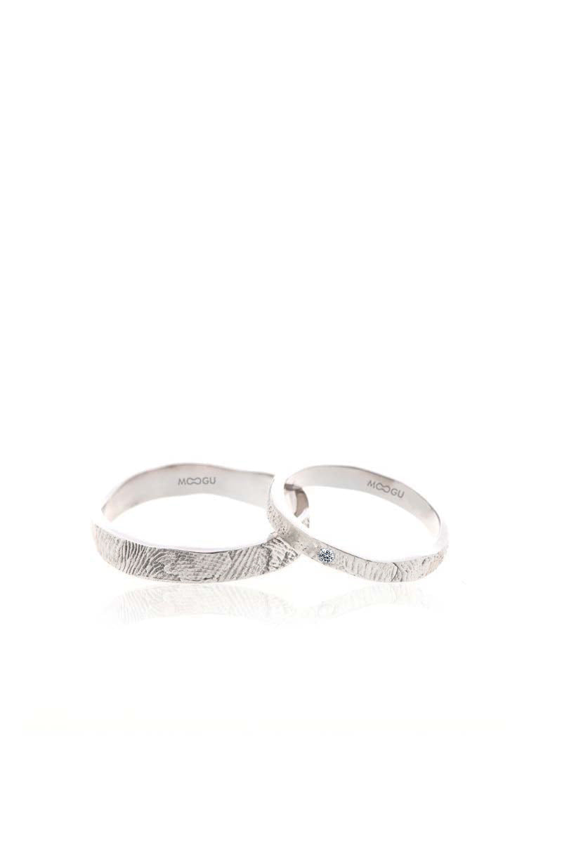 Wave Finger Print Wedding Bands