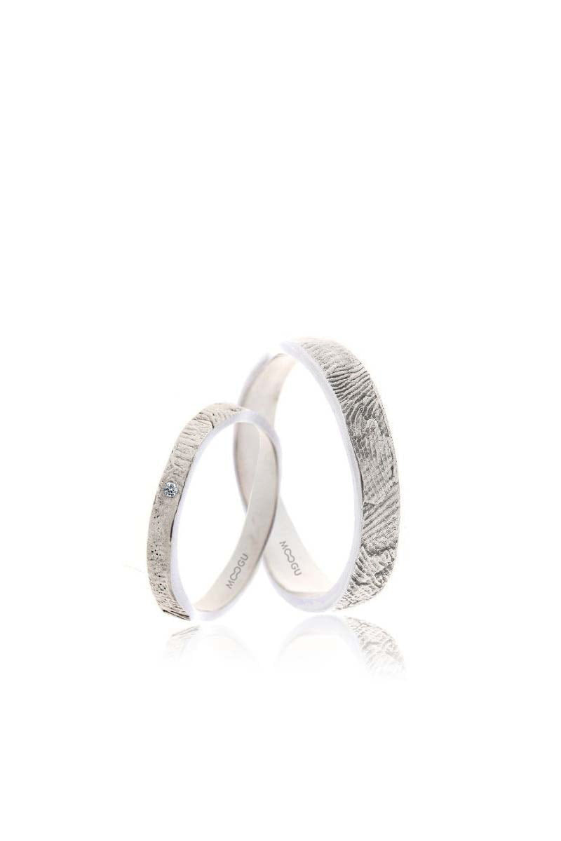 Wave Finger Print Wedding Bands